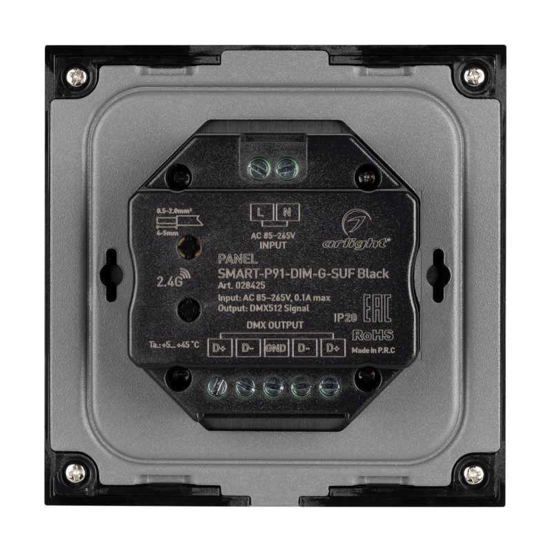Панель SMART-P91-DIM-G-SUF Black 230В Rotary 2.4G IP20 пластик Arlight 028425 Панель SMART-P91-DIM-G-SUF Black 230В Rotary 2.4G IP20 пластик Arlight 028425