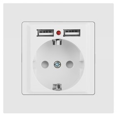 Розетка Accent 6-410-01М P+E Schuko со шторками 16А-250В + 2хUSB IP20 СУ бел. матов. Intro Б0063691