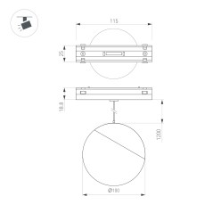 Светильник светодиодный MAG-VIBE-EMISFERO-HANG-R100-6W Warm3000 (WH 130 deg 48В) IP20 металл Arlight 044456