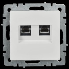 Розетка компьютерная двойная СП RJ45 кат.5E BRITE РК10-2-БрБ механизм бел. IEK BR-K20-1-K01