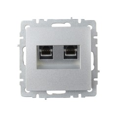 Розетка компьютерная двойная СП RJ45 кат.5E BRITE РК10-2-БрА механизм алюм. IEK BR-K20-1-K47