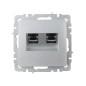 Розетка компьютерная двойная СП RJ45 кат.5E BRITE РК10-2-БрА механизм алюм. IEK BR-K20-1-K47 Розетка компьютерная двойная СП RJ45 кат.5E BRITE РК10-2-БрА механизм алюм. IEK BR-K20-1-K47