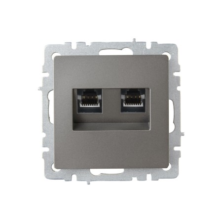 Розетка двойная СП RJ11+RJ45 кат.5E BRITE РК/Т12-БрС механизм сталь IEK BR-KT20-O-1-K46