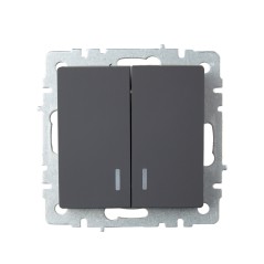 Выключатель 2-кл. СП BRITE ВС10-2-1-БрГ 10А с индик. механизм графит IEK BR-V20-1-10-K53