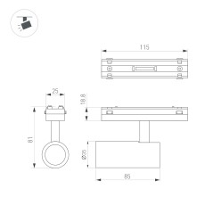 Светильник светодиодный MAG-VIBE-SPOT-R35-8W Day4000 (WH 24 deg 48В) IP20 металл Arlight 044464