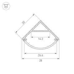 Профиль SL-KANT-H20-2000 BLACK L2000 алюм. Arlight 049016