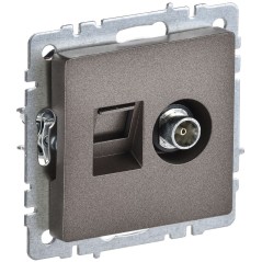 Розетка компьютерная + телевизионная 2-м Brite РТВ/РК12-БрТБ RJ45 кат.5E + TV механизм бронза IEK BR-AK20-1-K45