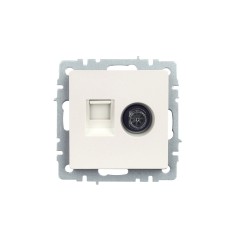 Розетка компьютерная + телевизионная 2-м Brite РТВ/РК12-БрЖ RJ45 кат.5E + TV механизм жемчуж. IEK BR-AK20-1-K36
