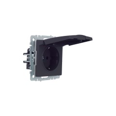 Розетка BRITE РСбш10-3-44-БрГ 16А IP44 с заземл. защ. шторки с крышкой механизм графит IEK BR-R16-16-44-K53