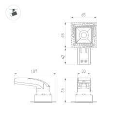 Светильник светодиодный MS-RIALTO-TRIMLESS-S40x40-9W Warm3000 (BK 36 deg 230В) IP20 металл Arlight 048321