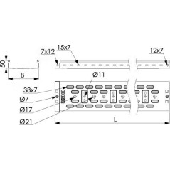 Лоток листовой перфорированный 100х50 L3000 сталь 0.7мм DKC 35262