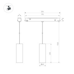 Светильник MAG-ORIENT-SPOT-HANG-R45-12W Warm3000 (BK 24 deg 48В) (IP20 металл) Arlight 035713