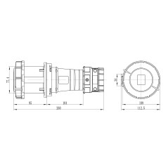 Розетка кабельная 63А 400В 3P+E+N IP67 DKC DIS3186347