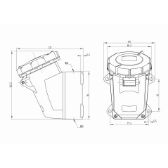 Розетка наружн. уст. 16А 400В 3P+E+N IP67 DKC DIS5181657T