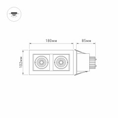 Светильник светодиодный CL-KARDAN-S180x102-2x9W Warm WH-BK 38 deg IP20 металл Arlight 024130