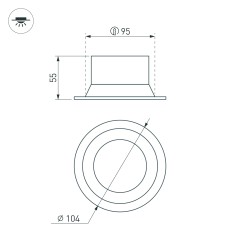 Светильник светодиодный MS-BREEZE-BUILT-R104-12W Day4000 WH 90 deg IP20 230В металл Arlight 035611