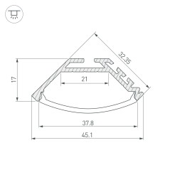 Профиль L2000 KLUS-P45 ANOD Arlight 020898