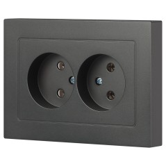 Розетка Accent 6-204-07 2х2P 16А-250В IP20 СУ AL/CU графит Intro Б0063435