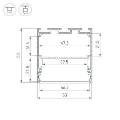 Профиль LINE-S-5050-2500 BLACK алюминий L2500 Arlight 041840