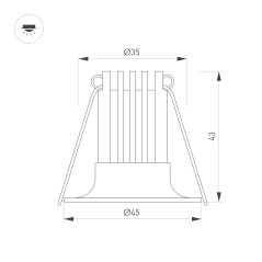 Светильник светодиодный MS-FOGGY-BUILT-R45-5W Warm3000 (WH 36 deg 230В) IP54 металл Arlight 044621