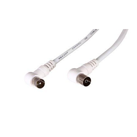 Шнур TV Plug - TV Jack 5м угловой бел. Rexant 18-0025
