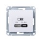 Розетка USB Glossa тип A+C 45Вт QC PD высокоскор. ЗУ механизм бел. SE GSL000129