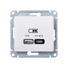 Розетка USB Glossa тип A+C 45Вт QC PD высокоскор. ЗУ механизм беж. SE GSL000229