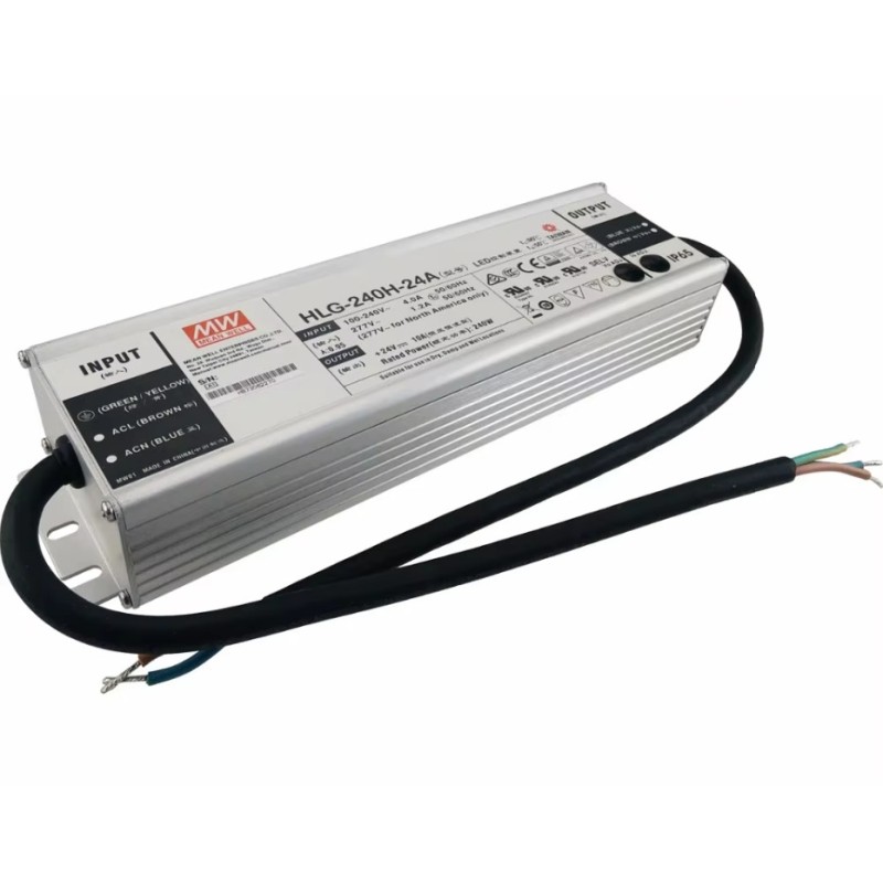 Драйвер 240Вт 24В для светодиодной ленты Meanwell HLG-240H-24A IP67 244.2х68х38.8мм VARTON HLG-240H-24A