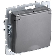 Розетка BRITE РСбш10-3-44-БрС 16А IP44 с заземл. защ. шторки с крышкой механизм сталь IEK BR-R16-16-44-K46