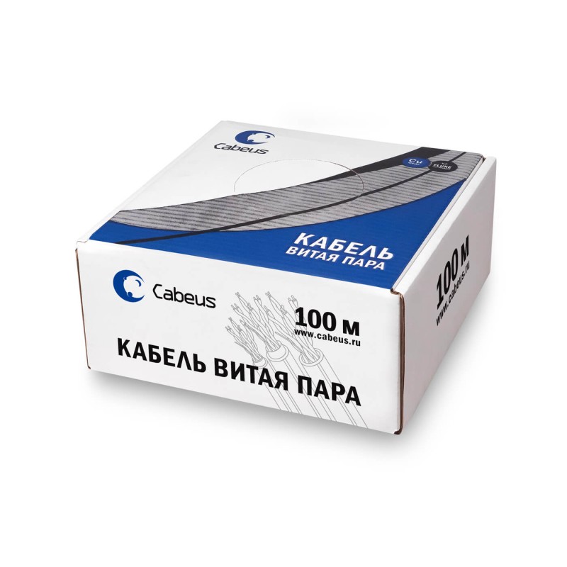 Кабель витая пара UTP (U/UTP) кат.5E 4 пары 24 AWG ОЖ LSZHнг(А)-HF оранж. (уп.100м) Cabeus 7170c-5