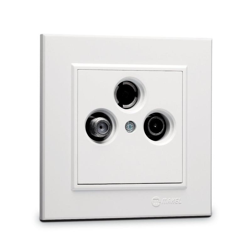 Розетка телевизионная проходная TV/R/SAT СП Karea IP20 4дБ бел. Makel 56001067