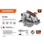 Пила циркулярная CS190 1500Вт литая платформа пильный диск 190х30мм PATRIOT 190301640