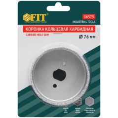 Коронка кольцевая по кафелю карбидная глубина пропила 25мм 76мм FIT 16575
