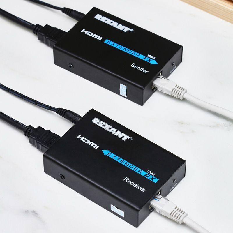Удлинитель HDMI по витой паре RJ45 (8p8c) кат.5E/6 120м Rexant 17-6971 Удлинитель HDMI по витой паре RJ45 (8p8c) кат.5E/6 120м Rexant 17-6971