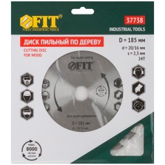 Диск пильный для циркулярных пил по дереву 185х20/16х24T FIT 37738