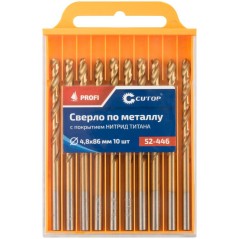 Сверло по металлу Profi с титановым покрытием 4.8х86мм (уп. 10шт) Cutop 52-446