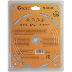 Диск пильный по дереву с тефлоновым покрытием 40Т Profi plus 140х1.2/1.8х20/16/12мм Cutop 75-14040Т