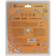 Диск пильный по дереву с тефлоновым покрытием 24Т Profi plus 200х1.5/2.2х32/30/25.4/20мм Cutop 75-20024Т