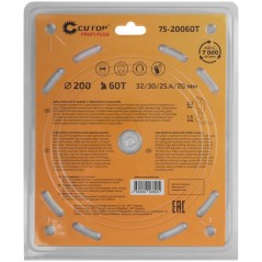 Диск пильный по дереву с тефлоновым покрытием 60Т Profi plus 200х1.5/2.2х32/30/25.4/20мм Cutop 75-20060Т