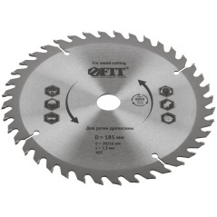Диск пильный для циркулярных пил по дереву 185х20/16х40T FIT 37739