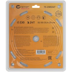 Диск пильный по дереву с тефлоновым покрытием 24Т Profi plus 230х16/24х32/30/25.4/20мм Cutop 75-23024Т