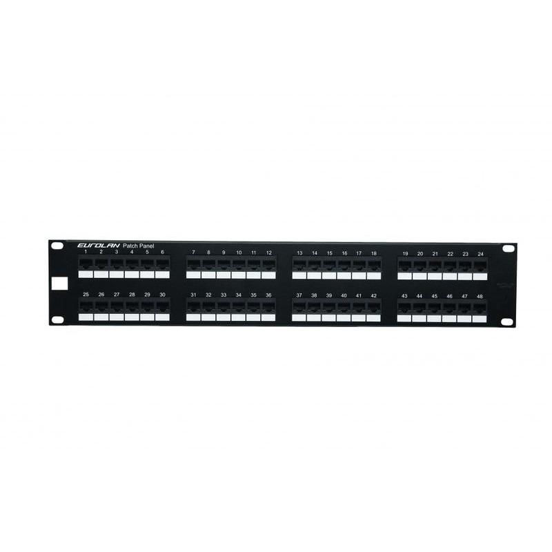 Патч-панель 19дюйм моноблочная кат.6 UTP 2U 48 портов черн. Eurolan 27B-U6-48BL