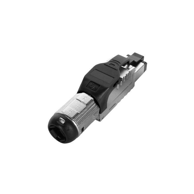 Разъем полевой оконцовки RJ-45 (8P8C) под витую пару для ож кабеля toolless кат. 6A экранир. накручивающийся хвостовик PLUE-8P8C Разъем полевой оконцовки RJ-45 (8P8C) под витую пару для ож кабеля toolless кат. 6A экранир. накручивающийся хвостовик PLUE-8P8C