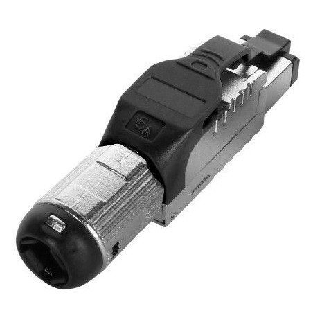 Разъем полевой оконцовки RJ-45 (8P8C) под витую пару для ож кабеля toolless кат. 6A экранир. накручивающийся хвостовик PLUE-8P8C