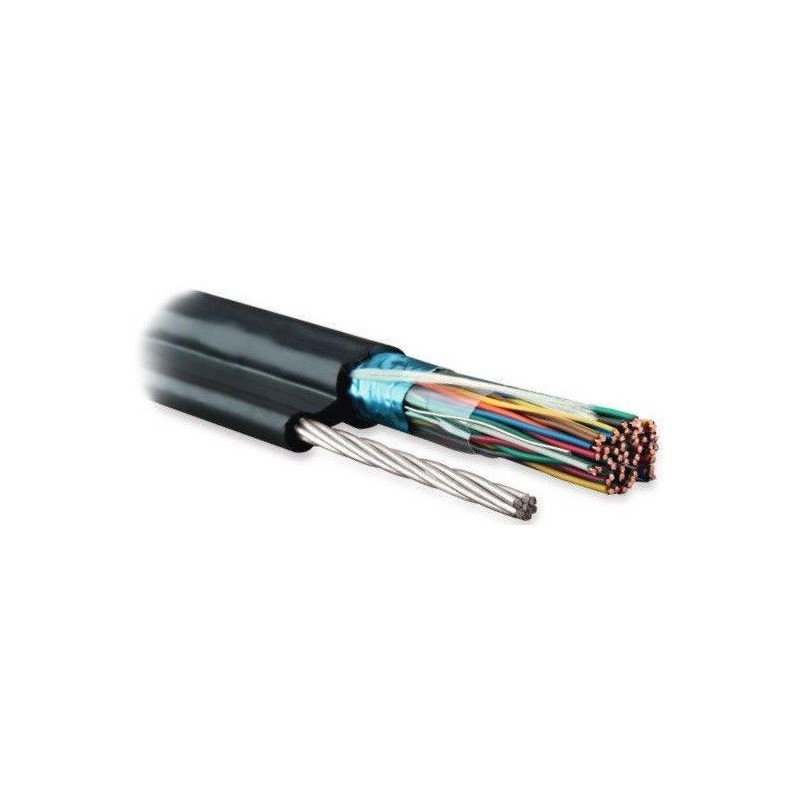 Кабель витая пара F/UTP кат.3 25 пар 24 AWG ОЖ solid экран-фольга с метал. тросом внешн. UV PE FUTP25-C3-S24-SW-OUT-PE-BK черн. 