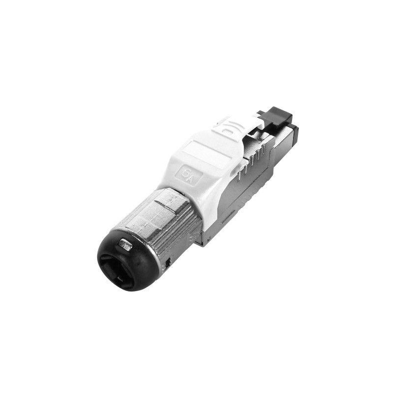 Разъем полевой оконцовки RJ-45 (8P8C) под витую пару для ож кабеля toolless кат. 6A экранир. накручивающийся хвостовик PLUE-8P8C
