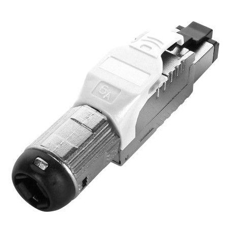 Разъем полевой оконцовки RJ-45 (8P8C) под витую пару для ож кабеля toolless кат. 6A экранир. накручивающийся хвостовик PLUE-8P8C
