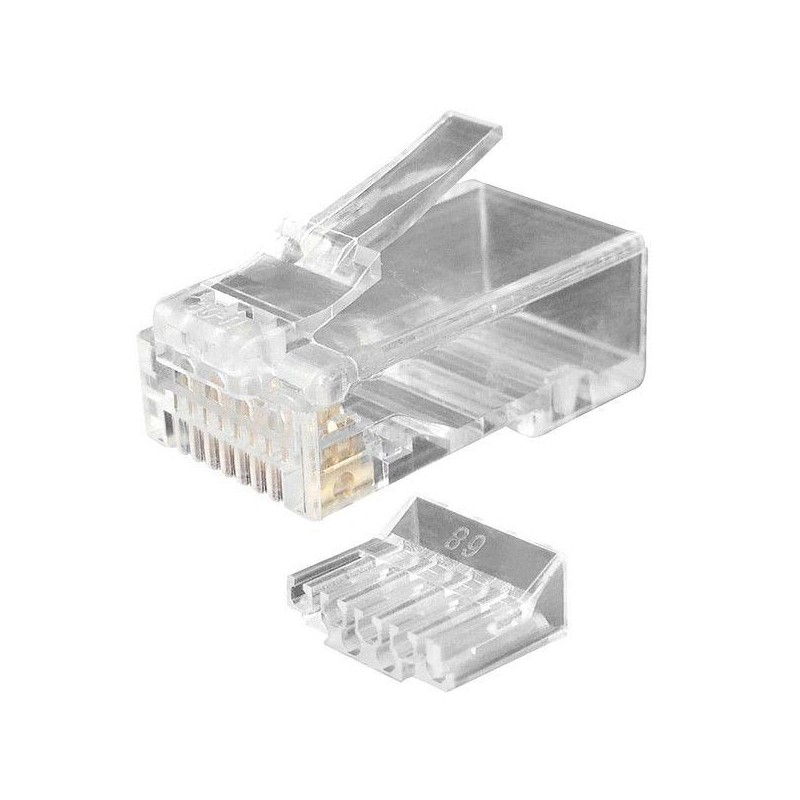 Разъем PLUG-8P8C-UV-C6-100 RJ45(8P8C) под витую пару кат.6 (50 µ"/ 50 мкр. дюйм) универс. (для ож и мж кабеля) со вставкой (уп.1 Разъем PLUG-8P8C-UV-C6-100 RJ45(8P8C) под витую пару кат.6 (50 µ"/ 50 мкр. дюйм) универс. (для ож и мж кабеля) со вставкой (уп.1