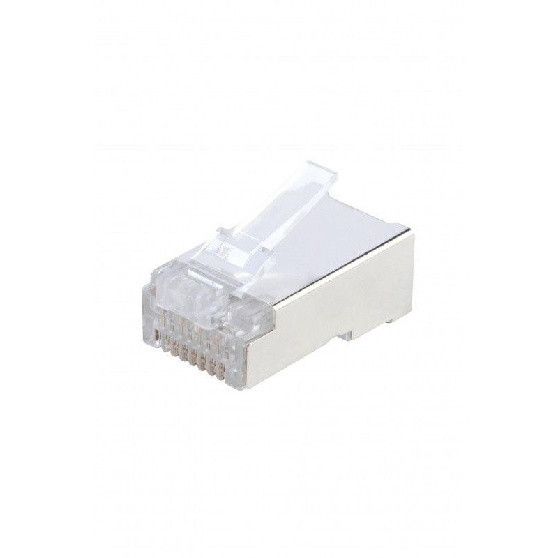 Разъем PLUG-8P8C-U-C6-SH-100 (8P8C) под витую пару кат. 6 (50/50микродюйм) экранир. универс. (для ож и мж кабеля) (уп.100шт) Hyp Разъем PLUG-8P8C-U-C6-SH-100 (8P8C) под витую пару кат. 6 (50/50микродюйм) экранир. универс. (для ож и мж кабеля) (уп.100шт) Hyp