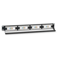 Патч-панель 19дюйм 1U 24 порта RJ45 кат.5E Dual IDC PL-24-Cat.5e-Dual IDC с задн. кабельн. организатором Cabeus 7000c